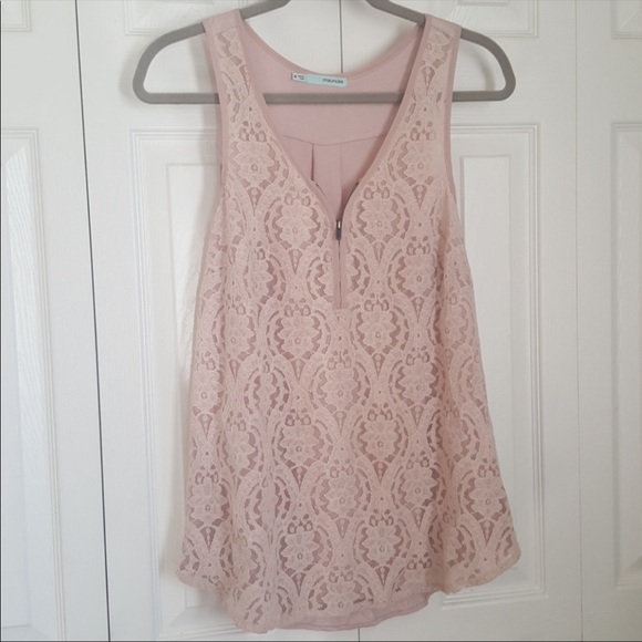 Maurices Tops - Maurices Medium Blush Lace Tank Top with Zipper